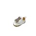 Moschino Sneakers bianca in pelle con inserti oro laminato e Patch Moschino Teddy Bear con strass