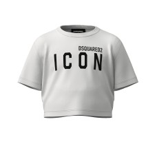 Dsquared2 T-shirt corta bianca in cotone oversize a manica corta con maxi logo DSQUARED2 ICON