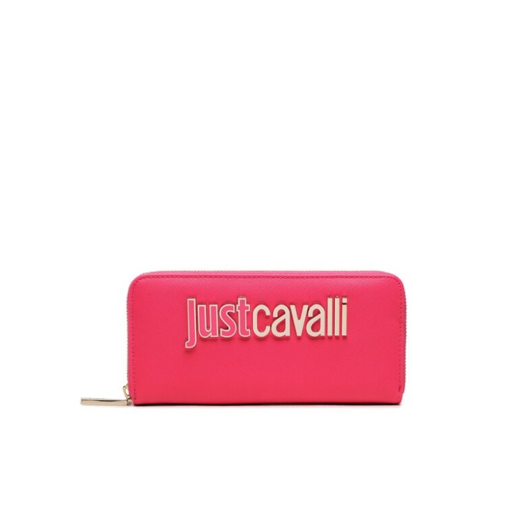 Just Cavalli portafoglio fucsia con logo nella parte anteriore 