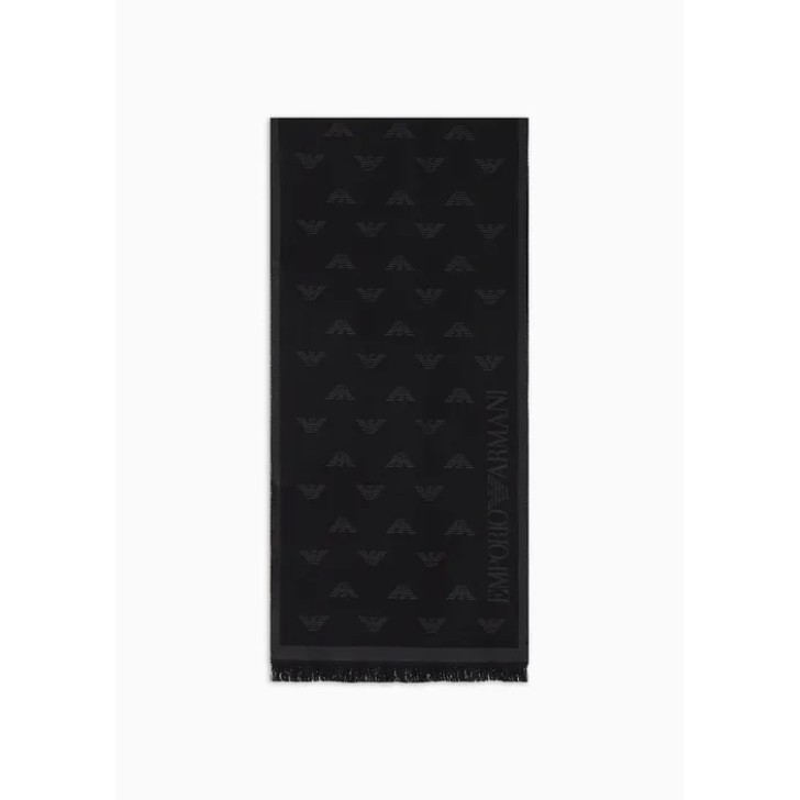 EMPORIO ARMANI SCARF ANTRACITE EAGLE ALL OVER