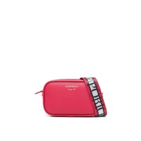 EMPORIO ARMANI MINI BAG RASPBERRY PINK CON TRACOLLA IN NASTRO CON LOGO LETTERING ALL OVER REGOLABILE ESTRAIBILE 