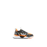 EA7 EMPORIO ARMANI SNEAKER NERA E ARANCIONE CON LOGO AQUILA 