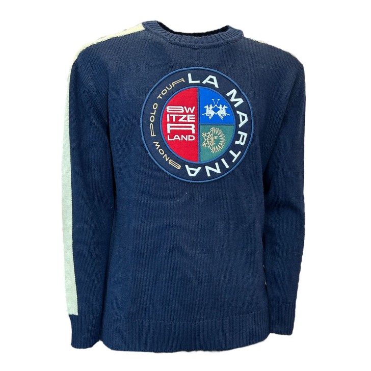 LA MARTINA MAN CREW NECK TRICOT MERINO WO Navy                