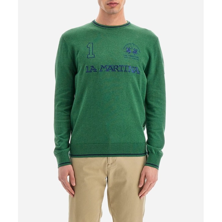 LA MARTINA MAN SWEATER LAMBSCOT Green/Navy         