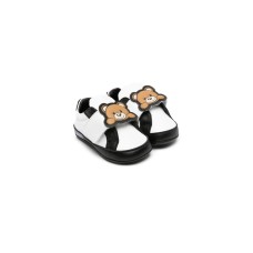 MOSCHINO TEDDY PATCH NEWBORN SNEAKERS STRAP WHITE/BLACK