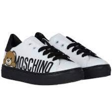 MOSCHINO TEDDY LOGO LOW SNEAKERS LACE UP WHITE/BLACK