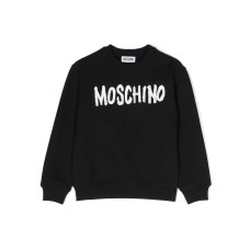 MOSCHINO FELPA NERA A GIROCOLLO UNISEX CON LOGO LETTERING 