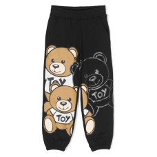 MOSCHINO PANTALONE JOGGER UNISEX NERO CON STAMPA TEDDY BEAR 