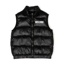 MOSCHINO GILET UNISEX NERO CON LOGO LETTERING E STAMPA  TEDDY BEAR