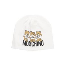 MOSCHINO CAPPELLO BIANCO CON LOGO LETTERING E TEDDY