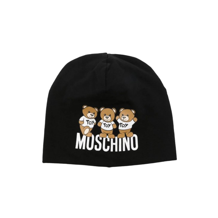 MOSCHINO CAPPELLO  NERO CON LOGO LETTERING E TEDDY