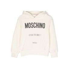 MOSCHINO FELPA UNISEX CON CAPPUCCIO E LOGO LETTERING MILK CREAM