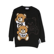 MOSCHINO FELPA A GIROCOLLO UNISEX NERA CON STAMPA TEDDY BEAR 