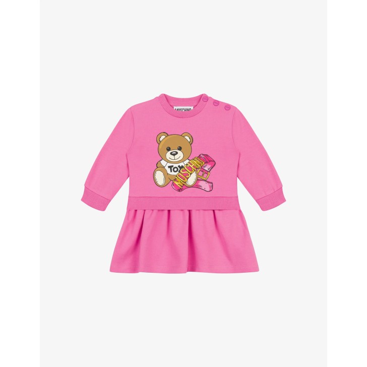 MOSCHINO ABITO A MANICA LUNGA IN COTONE CON TEDDY BEAR