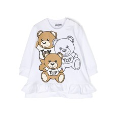 MOSCHINO ABITO BIANCO IN COTONE CON MAXI TEDDY