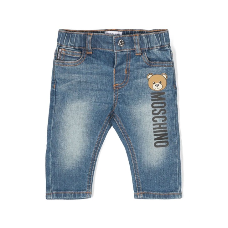 MOSCHINO JEANS UNISEX BLU DENIM CON LOGO LETTERING E TEDDY