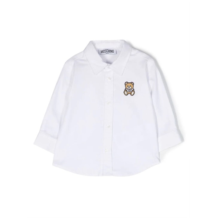 MOSCHINO CAMICIA IN COTONE BIANCA CON LOGO TEDDY BEAR