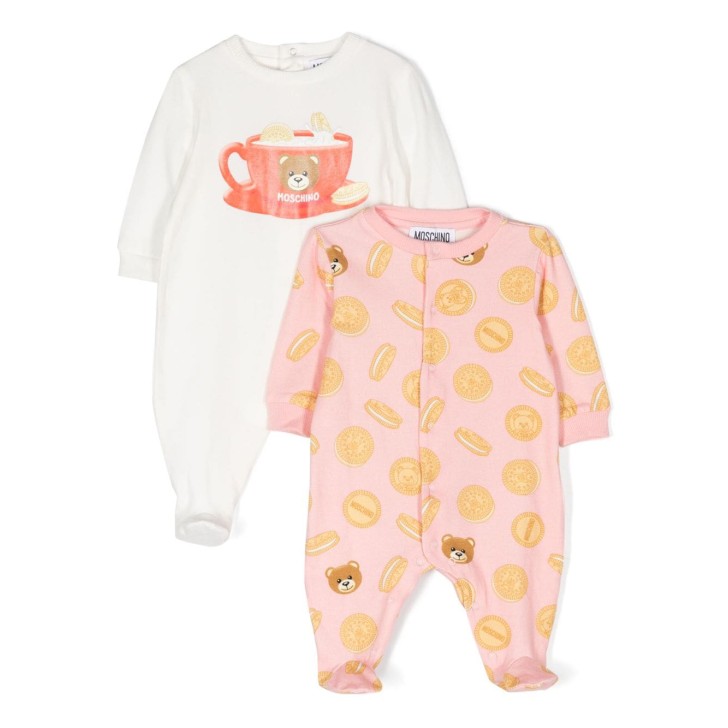 MOSCHINO SET TUTINE IN COTONE CON STAMPA GRAFICA MOSCHINO 
