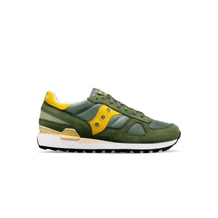 Saucony shadow original sneakers verde con inserti gialli 