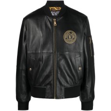 VERSACE JEANS COUTURE GIUBBOTTO NERO IN PELLE 