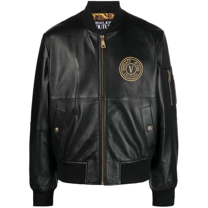 VERSACE JEANS COUTURE GIUBBOTTO NERO IN PELLE 