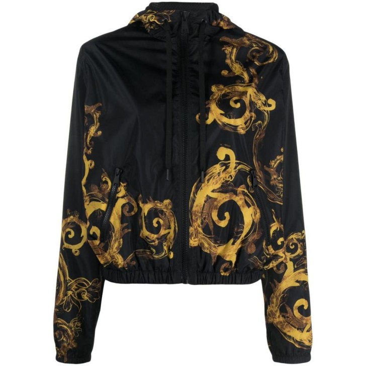 VERSACE JEANS COUTURE GIUBBOTTO BLACK/GOLD CON STAMPA BAROCCO 