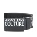 Versace Jeans Couture Cintura da Uomo in Pelle Nera con stampa Logo Couture all over