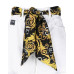 Versace Jeans Couture Short bianco a vita alta con fiocco in vita con stampa logo all over