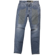 Jeckerson Jeans denim blu cinque tasche con toppe in Alcantara azzurra da Uomo 