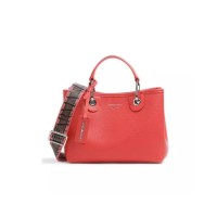 Emporio Armani Borsa a mano MyEA Bag Small Arancione stampa cervo con tracolla in nastro con logo lettering All Over regolabile, estraibile