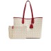 Pollini Borsa a spalla Avorio con stampa Heritage e inserti rossi