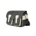 Pollini Borsa a spalla Messenger large Nera con Stampa Heritage e inserti Avorio