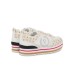 Pollini Sneakers Bianca in pelle di vitello con dettagli in crosta e PVC Heritage Avorio