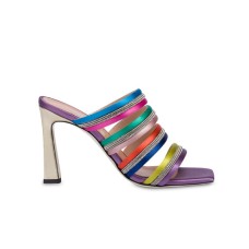 Pollini Sabot Bling Bling con fasce in raso multicolore e strass