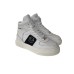 Philipp Plein Sneakers in pelle Bianca LIMITED EDITION con inserto laterale nero con logo in metallo applicato