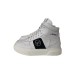 Philipp Plein Sneakers in pelle Bianca LIMITED EDITION con inserto laterale nero con logo in metallo applicato