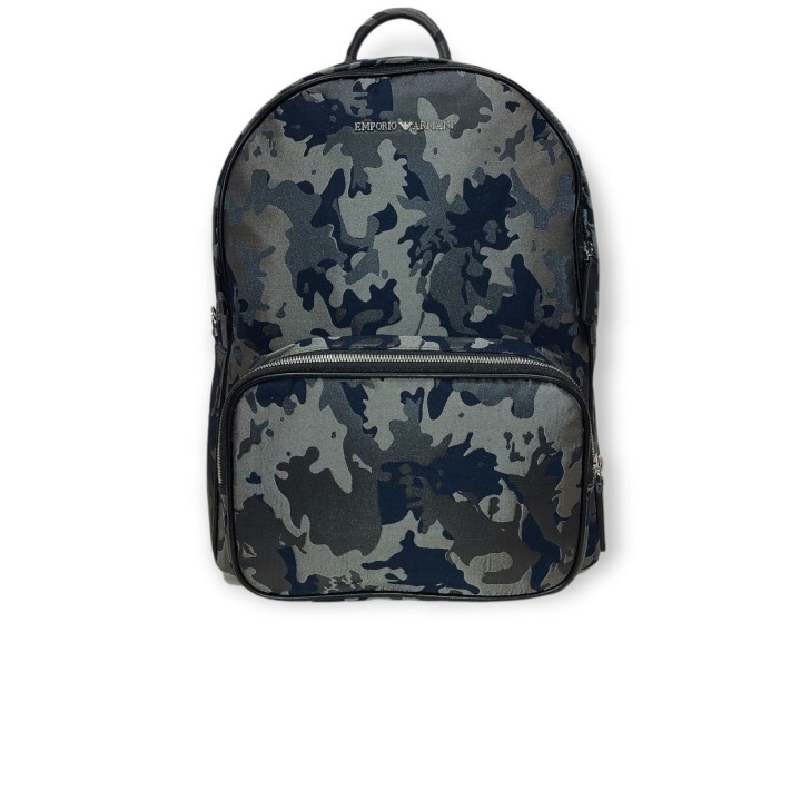 Emporio Armani Zaino in jacquard camoufalge Blu Navy/Black