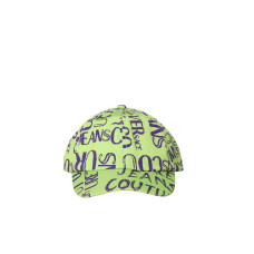 Versace Jeans Couture Cappello da Uomo Verde in cotone con stampa Logo Couture all over