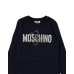 Moschino T- Shirt Nera manica lunga in cotone con logo lettering e Teddy Bear