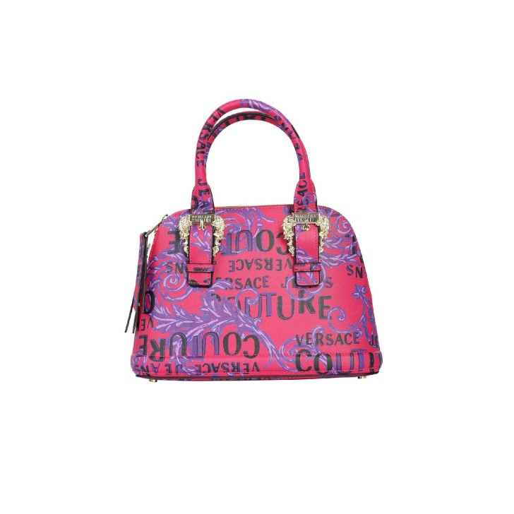 Versace Jeans Couture Borsa a Mano da Donna Fucsia con stampa Logo Couture all over 