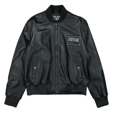 Versace Jeans Couture Bomber in pelle Nero da Uomo
