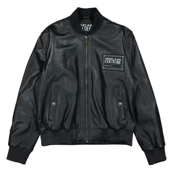 Versace Jeans Couture Bomber in pelle Nero da Uomo