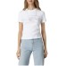 Chiara Ferragni T-shirt bianca in jersey di cotone a manica corta con maxi LOGOMANIA in strass 