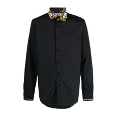 Versace Jeans Couture Camicia Nera da Uomo con collo con Logo Couture