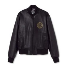 Versace Jeans Couture Giubbotto nero con logo oro nella parte anteriore