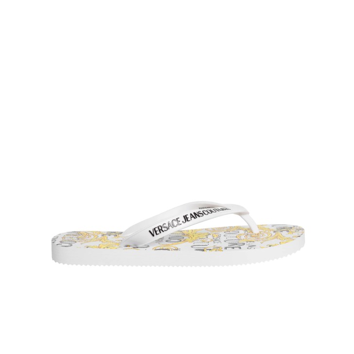 Versace Jeans Couture Infradito bianco in gomma con logo Couture