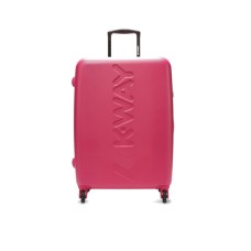 K-Way Trolley medium rigido rosa unisex con maxi stampa logo K-Way nella parte anteriore
