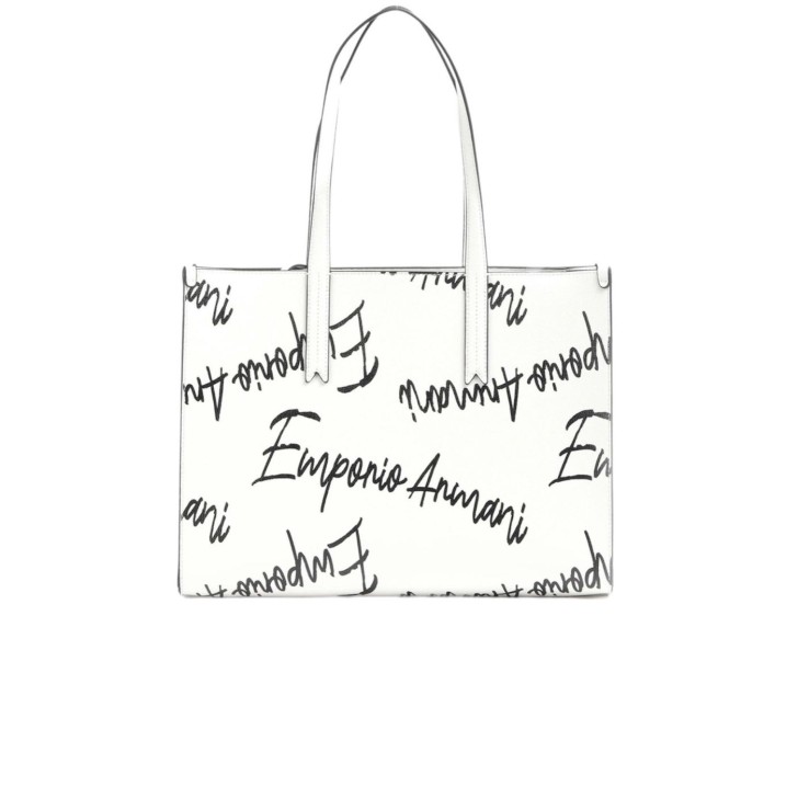 Emporio Armani Borsa a spalla Bianca con Logo Lettering All Over