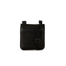 Emporio Armani Tracolla piatta Nera in tessuto jacquard logo All Over