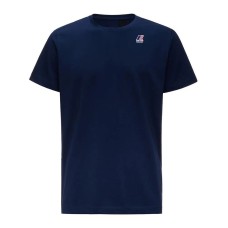 K-Way T-shirt LE VRAI EDOUARD a manica corta blu indigo con logo stampato K-WAY nella parte anteriore